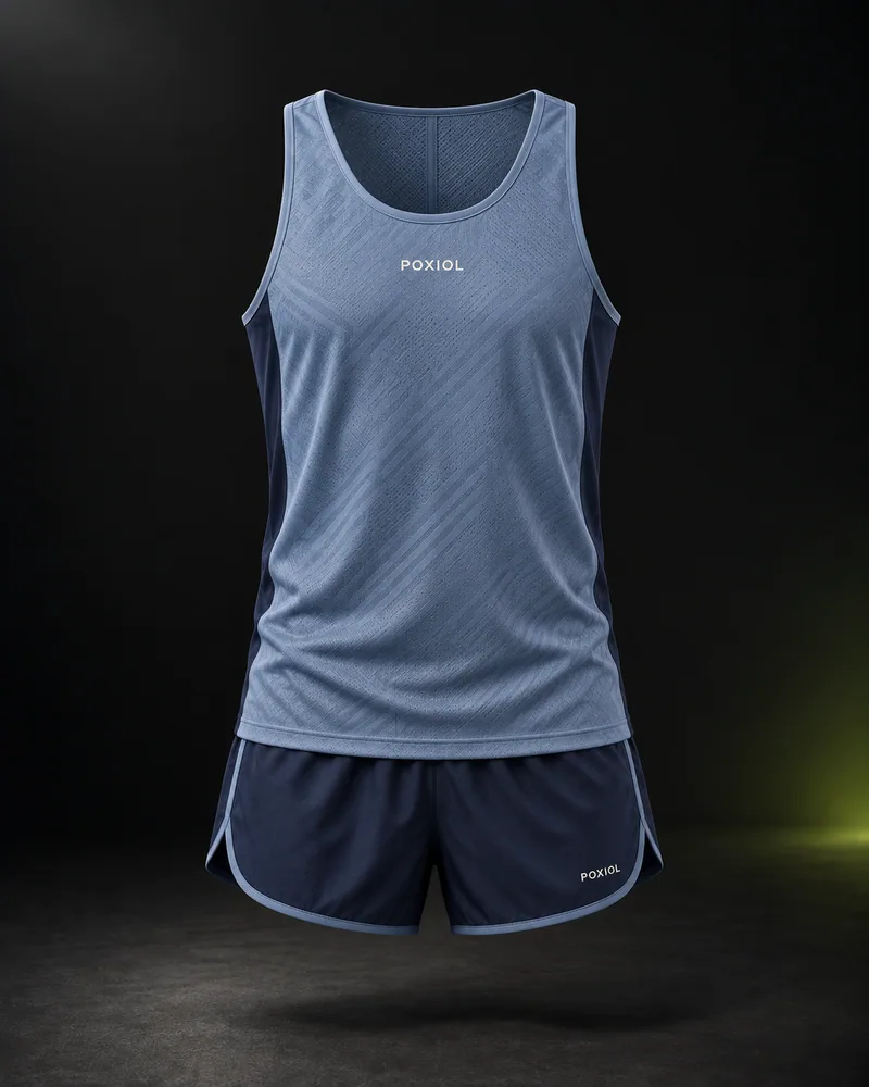 POXIOL running singlet and shorts set design illustration